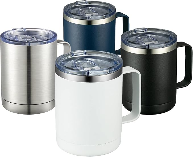 MEWAY 12oz Coffee Mug With Handle 4 Pack Bulk, Stainless Steel Insulated Travel by MEWAY
