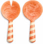 SS CRAFTS INDIA Premium 9" Peach Striped Handle Resin Salad Servers | Set of 2 by SSCraftsIndia
