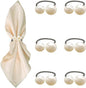 6 Pcs Black Napkin Rings - Pearl Napkin Rings,Metal Napkin Ring for Table Settings Wedding Christmas Party Dinner Table