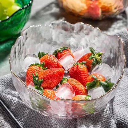 Glass Bowl for Salad Candy Fruit, Decorative Bowl-Clear Gold, Snack Dessert - Image 9