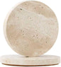 Travertine Stone Coasters Set of 2, Durable Non-Slip Cup Mats, Table Protection by Unknown