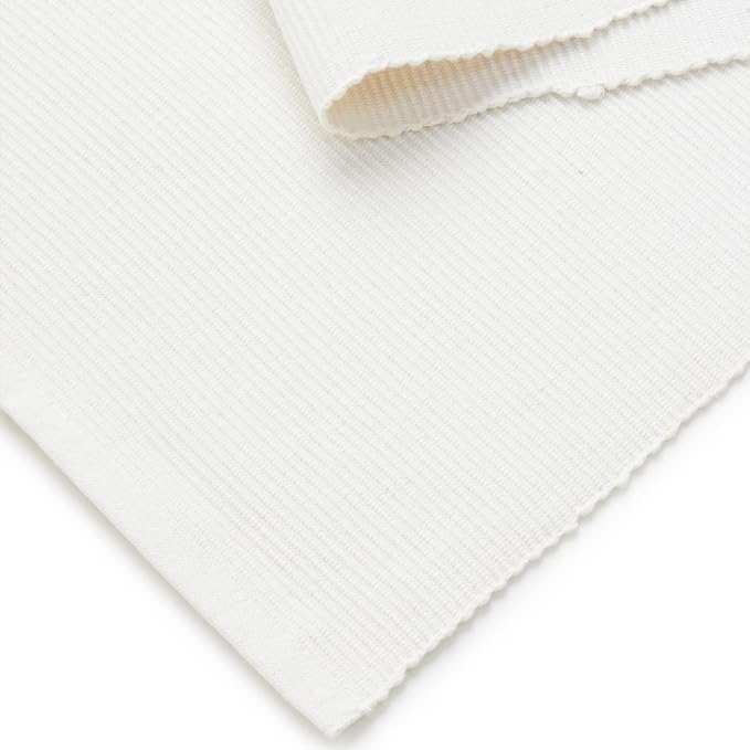 Encasa XO Table Runner, Yarn Dyed Ribbed Cotton 13"x72" | Solid Off White - Image 5