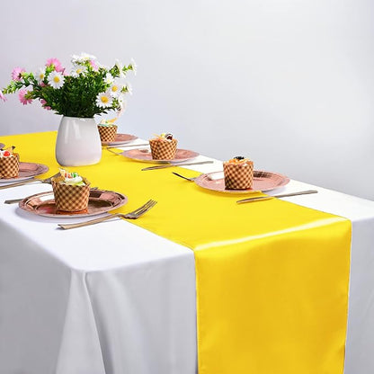 10-Pack Yellow 12 x 108 inches Long Premium Satin Table Runner | Wedding - Image 5