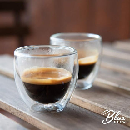 BLUE BREW 2.5oz Expresso Shots Cup, Double-Walled Insulated Glass Coffee Cups - Image 3