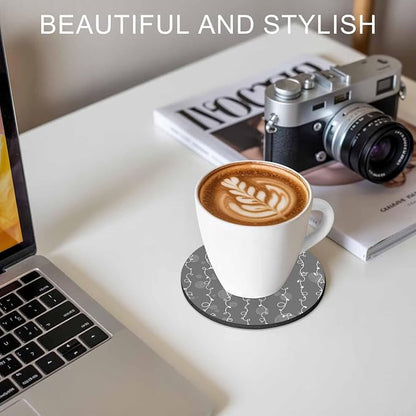 White Lines Coasters Set of 6, Vintage Abstarct Minimalist Art Gray Soft - Image 7