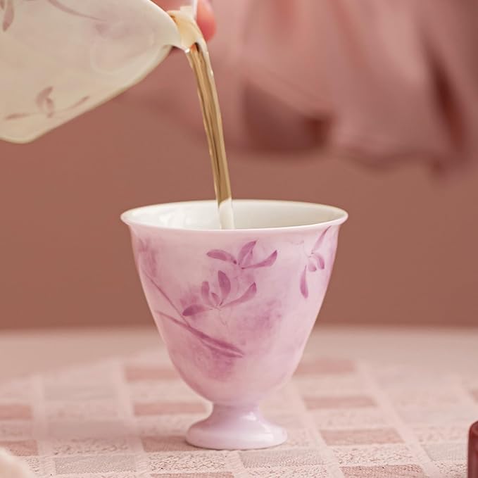KAMMAK Ceramic Tea Cups Set of 2, 2.8 oz, Vintage Small Teacups, 703N | Hand - Image 3