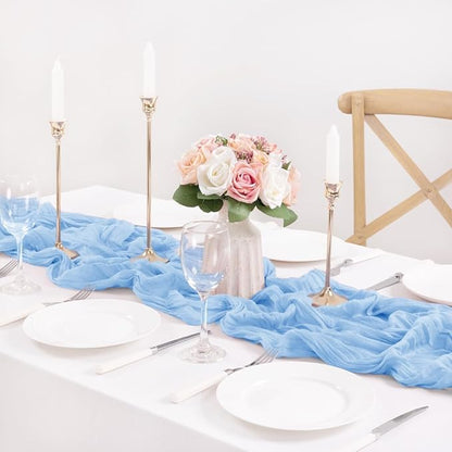 8 Pack Baby Blue Cheesecloth Table Runner 10ft Baby Shower Table Decor | - Image 5