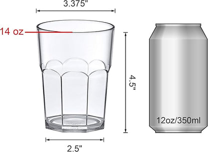 Amazing Abby Affinity - 14-Ounce Clear Plastic Tumblers (Set of 6), Stackable, BPA-Free, Shatter-Proof, Dishwasher-Safe