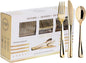 300PCS Gold Plastic Silverware, Disposable Plastic Cutlery/Utensils | Heavy by N9RTABLEWARE
