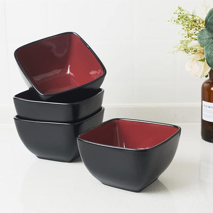 AmorArc 32oz Square Cereal Soup Bowls, Stoneware Bowls Set of 4 - Image 6