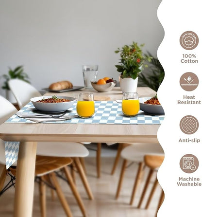 Folkulture Summer Table Runner 108 Inches Long | Blue Checkered | Table Runner - Image 3