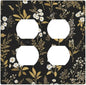 Light Switch Cover Black/Gold Boho Botanical Floral Rustic Flowers 2 Gang Decorative SwitchPlates Double Duplex Wall Plates Switch Plates and Outlet Covers for Bathroom Kitchen Decor