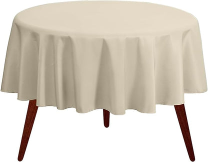 Gee Di Moda Round Tablecloth - 108 Inch Ivory Round Table Cloth for 48 to 72 Inch Round Tables - Heavy Duty Washable Fabric - for Buffet Table, Holiday Party, Dinner, Wedding & Baby Shower