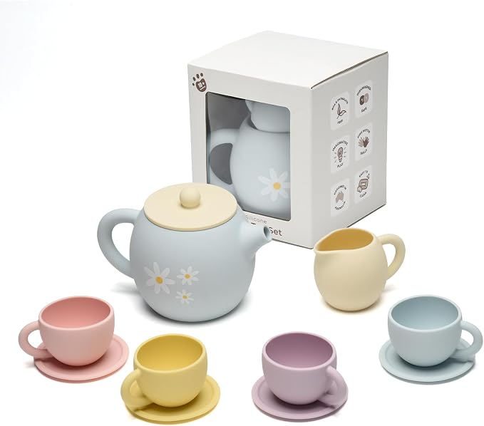 Silicone Tea Set for Toddlers 1-3, Pretend Play Tea Party Set Toys | Pretend by SILIFACTORY