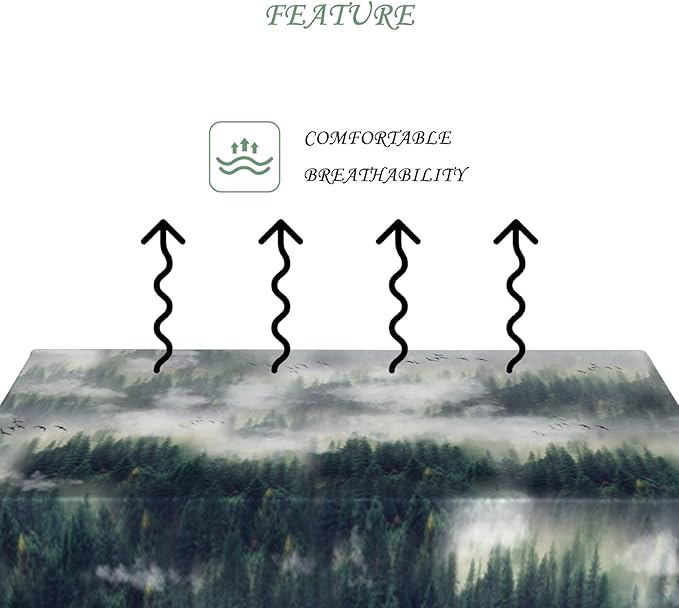 70x140 Inch Nature Rectangular Tablecloth Bird Fog Pine Tree Dreamland Table Cloth Waterproof Durable Table Cover for Holiday Picnic Outdoor BBQ Decor
