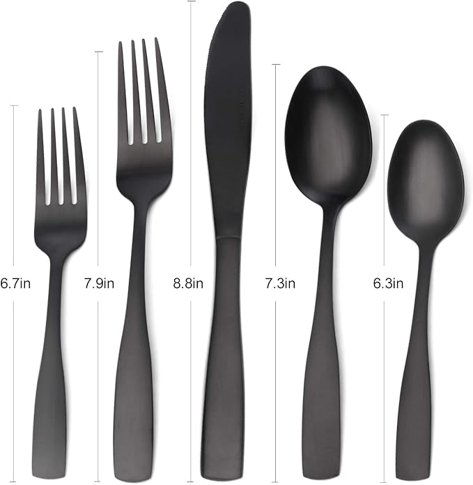 O.C.E. Matte Black Silverware Set, O.C.E. Satin Finish 30-Piece Stainless Steel - Image 2