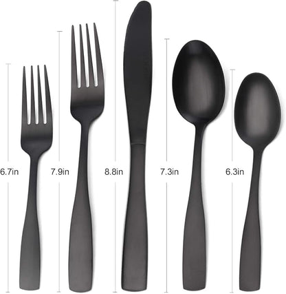 O.C.E. Matte Black Silverware Set, O.C.E. Satin Finish 30-Piece Stainless Steel - Image 2