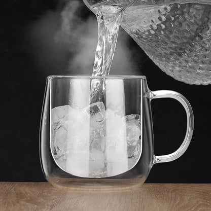 Large Double Walled Glass Coffee Mugs Beer Cups 24oz set of 2, Insulated Clear - Image 6