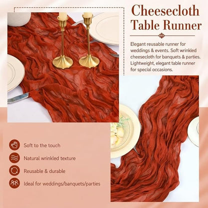 12 Pack Terracotta Cheesecloth Table Runner 17x108 Inch Boho Rustic Semi Sheer - Image 5