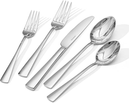 18/10 Stainless Steel Flatware, 10-Piece Forged Silverware Set by KINGSTONE