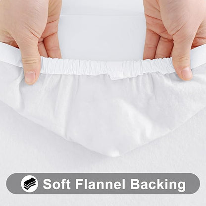 Smiry Rectangle Tablecloth, Elastic Fitted Flannel Backed Vinyl Tablecloths for 4ft Folding Tables, Waterproof Wipeable Table Covers for Indoor, Outdoor, Picnic and Camping (White, 24"x48")