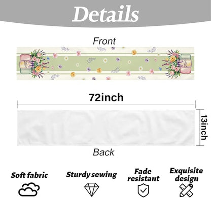 Vase Bloom Tulip Lavender Summer Table Runner, Home Dining Party Decor | Linen - Image 6