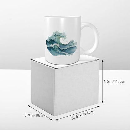 Minimal Style Sea Waves Ceramic Cup, Elegant Coffee Mug Tee Drinkware Water Cup - Image 6