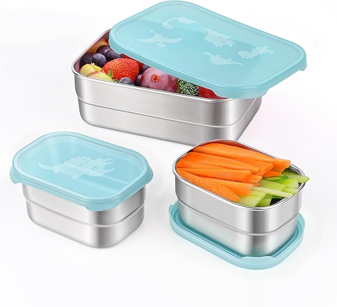 3 CUP+1 CUP Stainless Steel Lunch Snack Containers Set | Leak Proof 304 by Tanjiae
