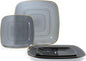 " OCCASIONS " 50 Plates Pack (25 Guests)-Wedding Party Disposable Plastic Plate Set -25 x 10'' Dinner + 25 x 7'' Salad & Dessert plates (Belize Square in Black & Gold)