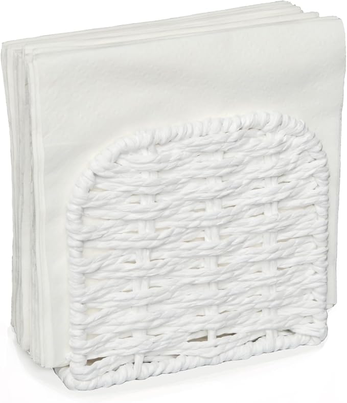 Napkin Holder Freestanding, Paper Cord Handwoven, Tabletop Dispenser, Farmhouse by Hosmore