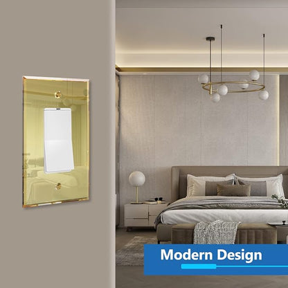 LIDER Reflective Acrylic Decorator Wall Plate, Mirrored Light Switch Plate, Plexiglass Outlet Cover, Acrylic Glass, Oversized 1-Gang 5.25" x 3.44", LWP-31O-AGD, Gold