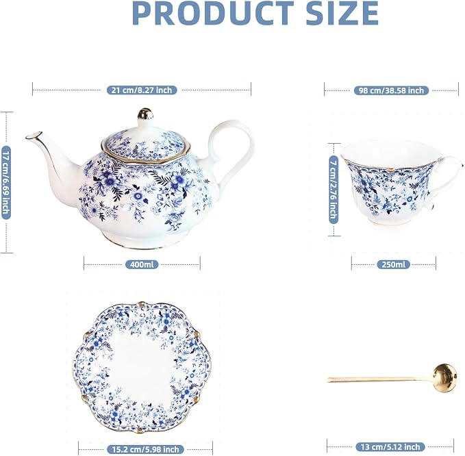 Vintage Floral Porcelain Bone China Tea Set - Image 2