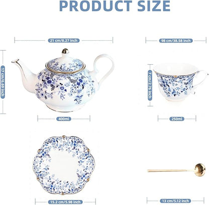 Vintage Floral Porcelain Bone China Tea Set - Image 2