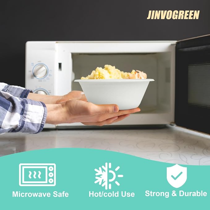 JINVOGREEN 200 Count 12 oz Paper Bowls, Disposable Compostable Bowls Bulk - Image 7