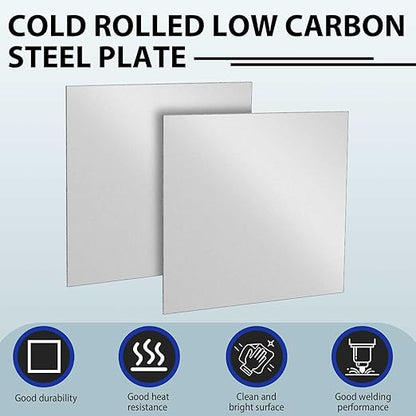 12 x 12 Inch 16 Gauge Mild Steel Sheet Metal Plate, Square Weldable Carbon Cold Rolled Panels for Industrial DIY Welding, Craft Use Accessories, Easy Formability Smooth Surface