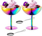 Ice Cream Bowls Stainless Steel Dessert Cups with Spoons Reusable Footed Sundae Cups Ice Cream Cups for Dessert, Frozen Yogurt, Gelato, Birthday Party Decorations (2, Colorful)