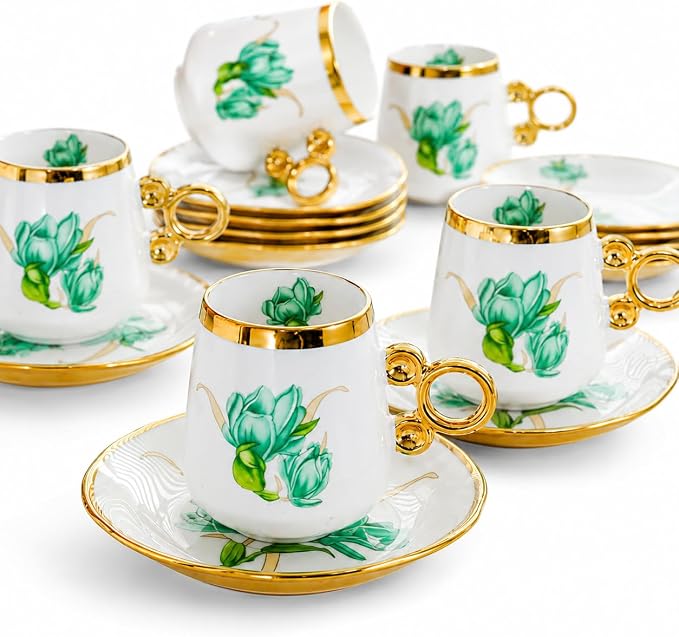 Porcelain Tea Cups and Saucers Set - Image 7