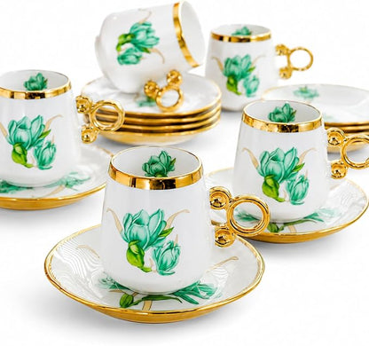 Porcelain Tea Cups and Saucers Set - Image 7