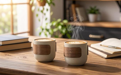 Ceramic Espresso Cups Set of 4, Natural Beige | Handleless Mug, - Image 9