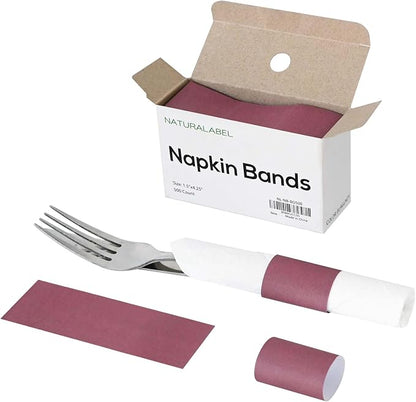Self-Adhesive Napkin Bands, Burgundy | Wrap silverware & napkins, elegant table by NATURALABEL