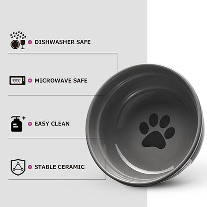 Y YHY Ceramic Raised Pet Bowls 24 oz Capacity 5.2” Height Sturdy Metal Stand, Grey