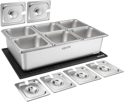 VEVOR Countertop Food Serving Display Container, Stainless Steel Food Salad by VEVOR