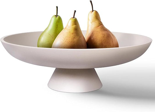 MAONAME Concrete Decorative Bowl, Large Fruit Bowl for Kitchen Countertop, White Pedestal Bowls for Home Decor, Handcrafted Key Bowls for Entry Table, 11.7"