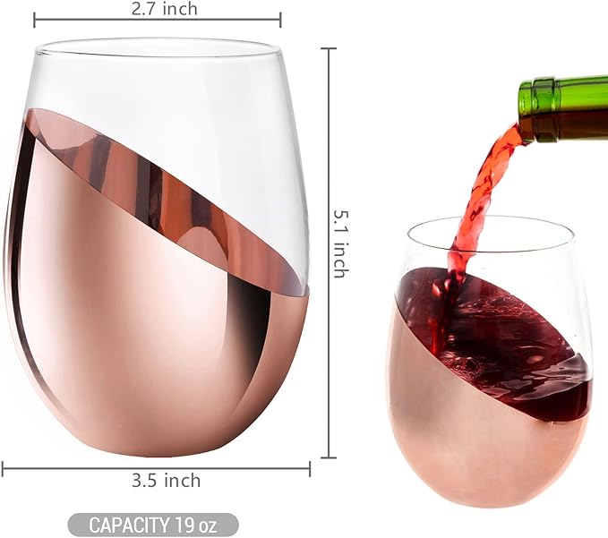 MyGift Stemless Wine Glasses Set of 4 - Image 4