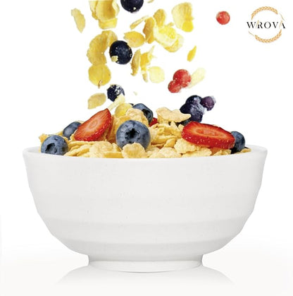 Wheat Straw Bowls Set 60 OZ, Unbreakable Large White Bowls Set of 6, Microwave - Image 6