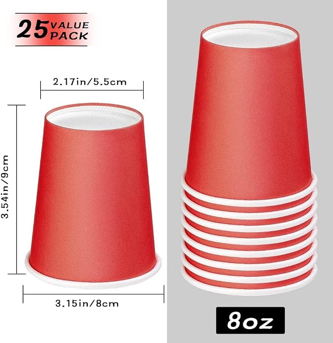 25 Pack 8 oz Disposable Paper Cups, Water Cups - Image 2