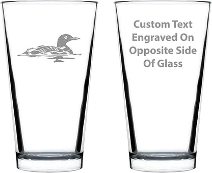 Custom Loon Pint Glass for Beer - Fun Bird Themed Gifts and Decor for Men & Women - 16 oz Glasses