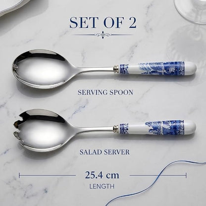 Spode Blue Italian Collection Salad Servers | 2 Piece Spoon and Fork Set | 10 - Image 2