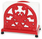 Vintage Cast Iron Napkin Holder for Table, Upright Paper Napkins Dispenser for Kitchen Restaurant Cocktail Bar with Red Flower Pattern Decor