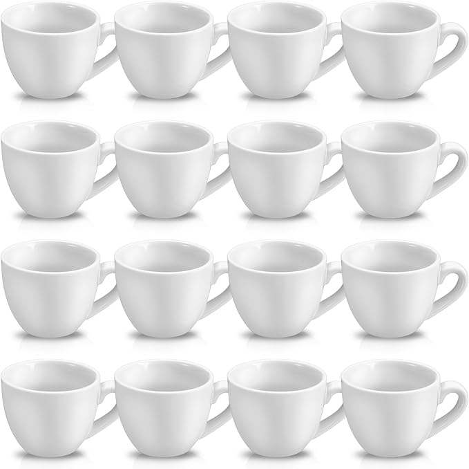 Reallnaive 16 Pcs 3 oz Porcelain Espresso Cup Set White Tiny Ceramic Coffee & by Unknown